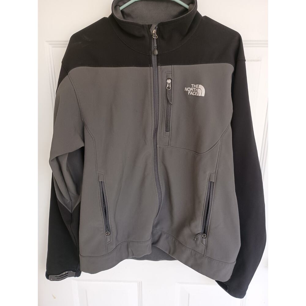 The North Face Men's Jacket Apex Soft Shell Full Zip Black Gray Fleece Lined